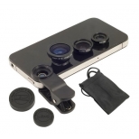 Lenzenset voor telefoon - fisheye, groothoek en macro