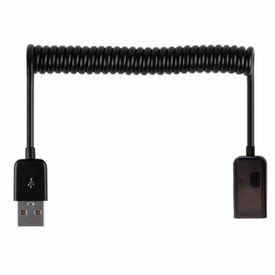 Gekrulde USB verlengkabel - 1 meter - zwart