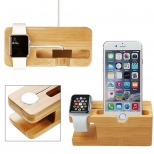 Bamboe houder voor iPhone en Apple Watch