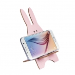 Telefoonhouder houten konijn roze